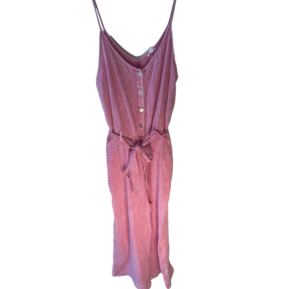 Tribal Jeans Women Cotton Mineral Gauze Romper Overall Jumpsuit L Pink‎ Boho